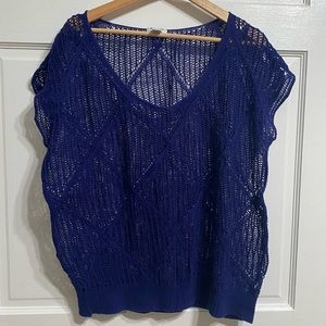 Old Navy crochet cap sleeve lightweight sweater, navy blue, XL - rare!